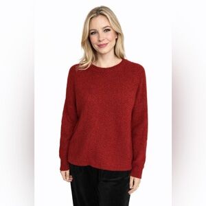 I.N. San Francisco Ribbed Long Sleeve Textured Round Neck NWT Red Sweater XL